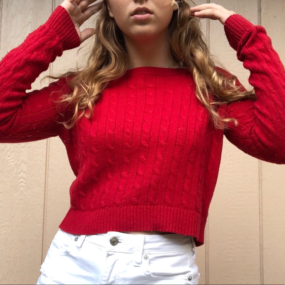 Garage Cable Knit Red Sweater